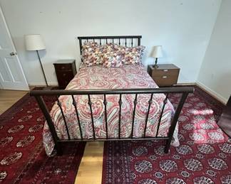 Metal bed frame with oiled bronze finish