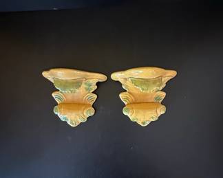 Pair of McCoy Pottery Cornucopia Wall Pockets 