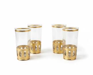 Vintage Culver Antigua Highball Glasses with 22K Gold Trim 