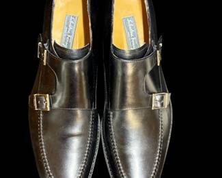Salvatore Ferragamo black leather stap shoes size 8