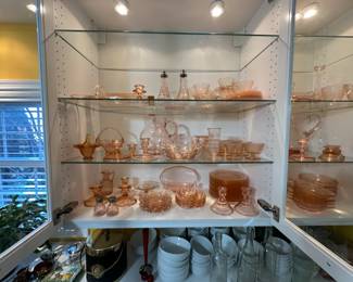 Large Selection of Pink Depression Glass