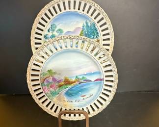 HandPainted Fine Bone China Decorative Plates Set of 2 
