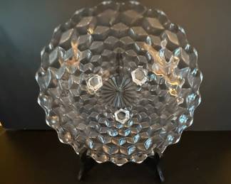 American Glass Cubist Clear Glass Cake Stand 