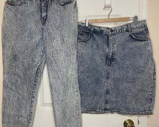 Vintage Gitano acid wash jeans, No Excuses vtg skirt 