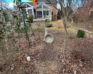 Decorative Garden Windmill and Bird Bath 