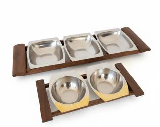 Arthur Salm Teak and Stainless Steel serving sets