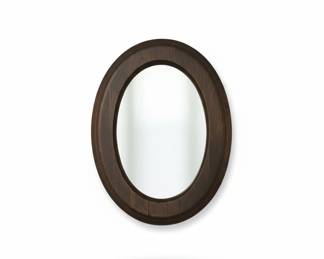 Oval Walnut Wood Framed Mirror 