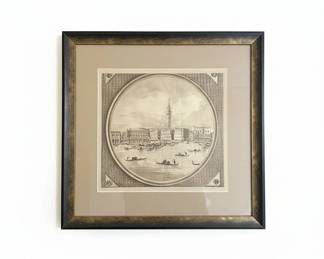 Etching of Venice Canal Scene by Antonio Visentini 