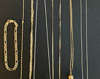 14 gold necklaces & bracelets