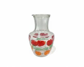 Vintage Glass Vase with Painted Fruit Design with Lid