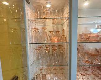 Large Selection of Pink Depression Glass