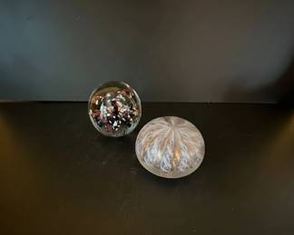 Set of Two Vintage Glass Paperweights 