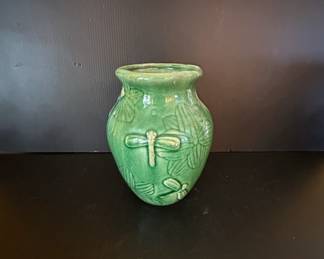 Bordallo Pinheiro Green Dragonfly Relief Vase 