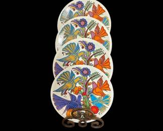 Villeroy Boch Acapulco Birds of Paradise Ceramic Plates Set of 4 