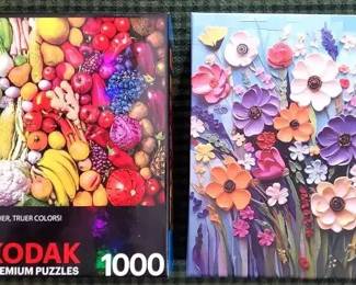 2 Colorful 1000pc Jigsaw PuzzlesFlowers, Vegetables