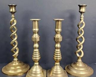 2 Pairs of Brass Candlesticks