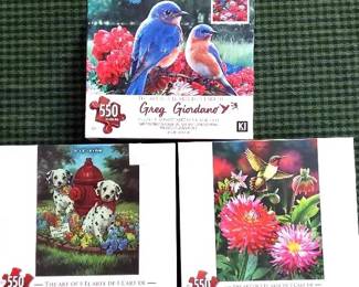 3 550pc Jigsaw PuzzlesBirds, Flowers, Dogs