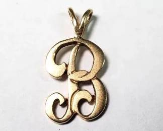 14K Gold Letter B Charm