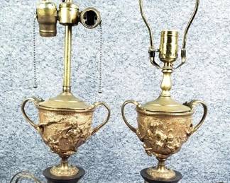 Vintage Neoclassical Cherub Greek Themed Lamps