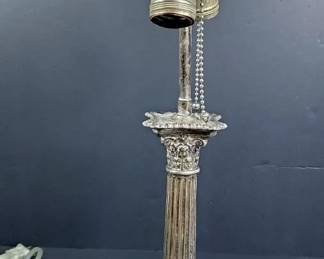 Silvertoned Vintage Corinthian Column Style Lamp