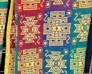 Colorful Woven Bed CoverSouth American Style Geometric Pattern B