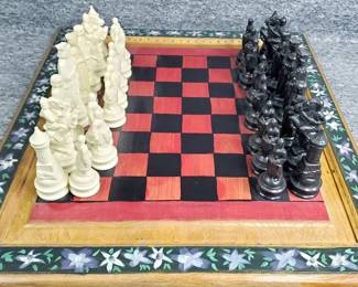 Chess Set, Hand Painted Wooden Chessboard