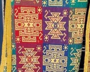 Colorful Woven Bed CoverSouth American Style Geometric Pattern A