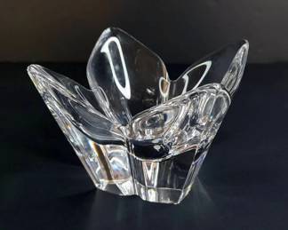 Orrefors Crystal Four Point Lotus Tulip Bowl