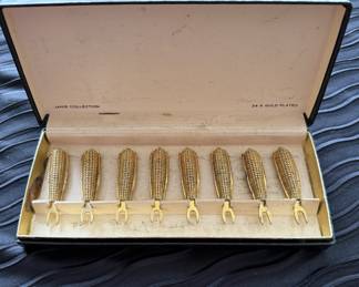 Vintage gold plated corn on the cob holders
