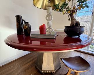 French Enameled Lava Stone Tabletop with Base