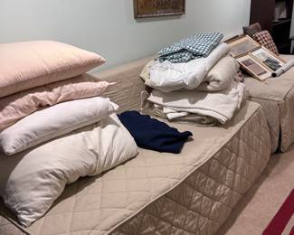 Twin day beds, linens