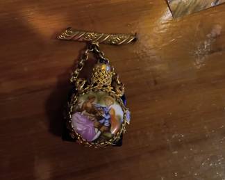 French limoges perfume brooch 