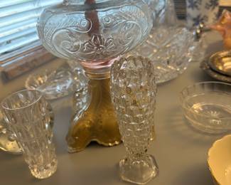 Goofus Glass lamp.  There are 3 oil lamps in this sale. 