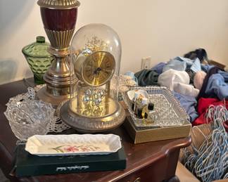 Clocks lamps small side tables 
