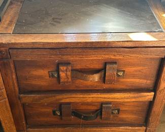 Leather strap end table 