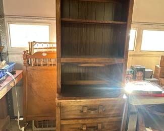 Leather strap two piece hutch