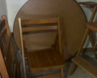 Folding wood slat chairs