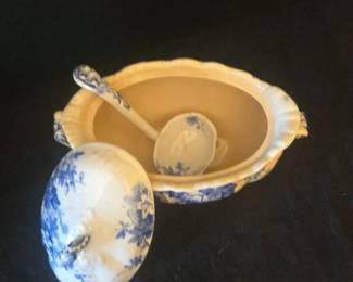 Booths "Azalea" Pattern Semi Porcelain Soup Tureen with Ladle