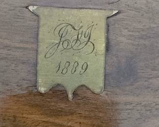 Victorian Portable Writing Slope with Marquetry Inlay,  Inkwells and Key