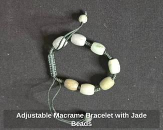Adjustable Macrame Bracelet with Jade Beads