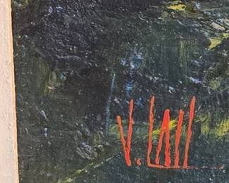 Artist V. Lail Abstract Urban Impasto Oil Painting