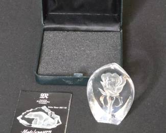 Mats Jonasson Frosted Rose Crystal Art 