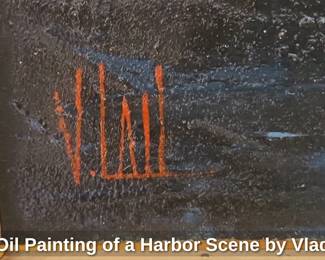 Artist V. Lail Impasto Oil Painting of a Harbor Scene
