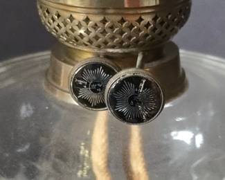 Victorian Brass Oil lamp with Frosted Glass Shade