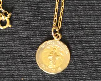 14K Yellow Gold St Jude Thaddeus Medal and Chain