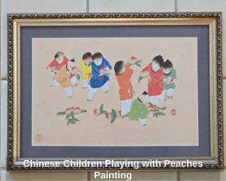 Chinese Children Playing with Peaches Painting