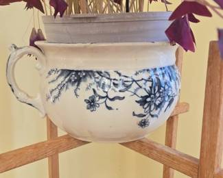 Antique Ceramic Water Dispenser and Wooden Stand