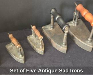 Set of 5 Antique Sad Irons