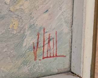 Artist V. Lail Impasto Painting of Roses in a Vase