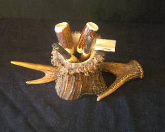 Antler Pipe Holder and Pipe Tamper Set